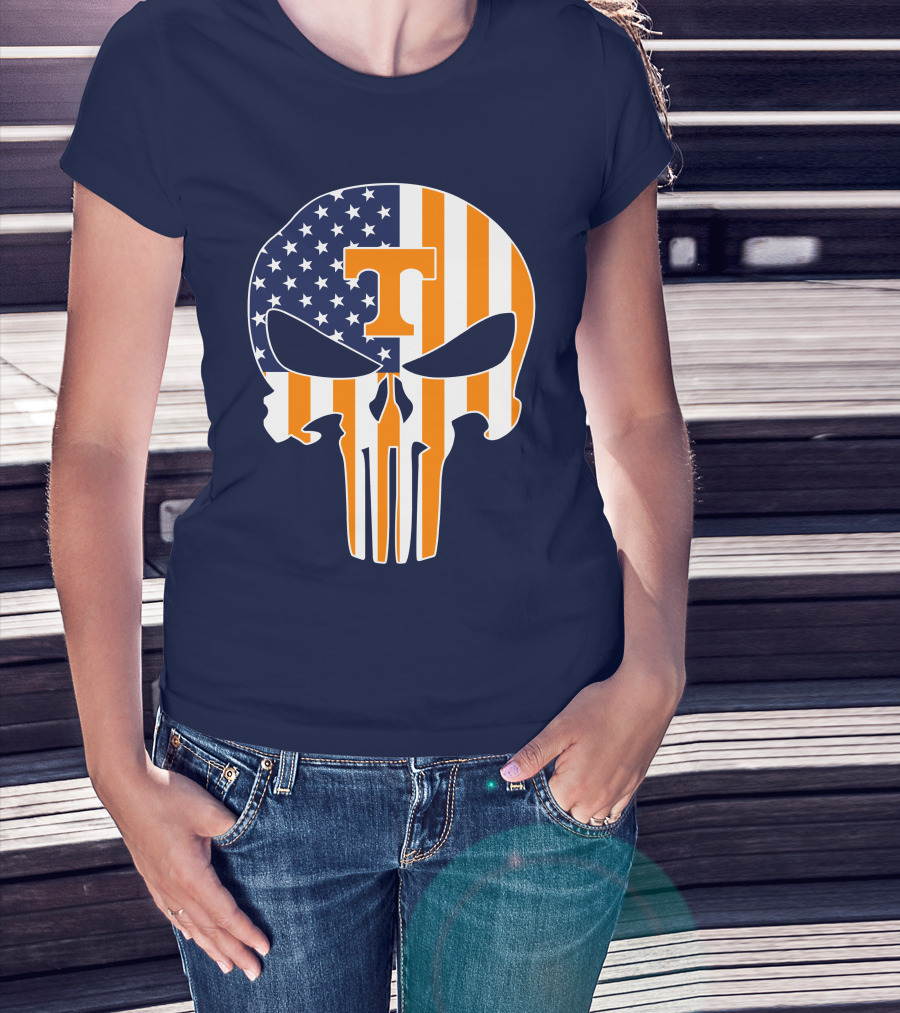 Tennessee Volunteers The Punisher American Flag Skull Icon T T-Shirt