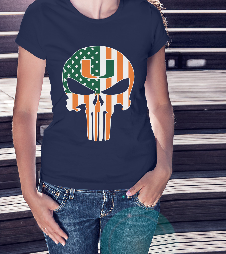 Miami Hurricanes American Flag U The Punisher T-Shirt