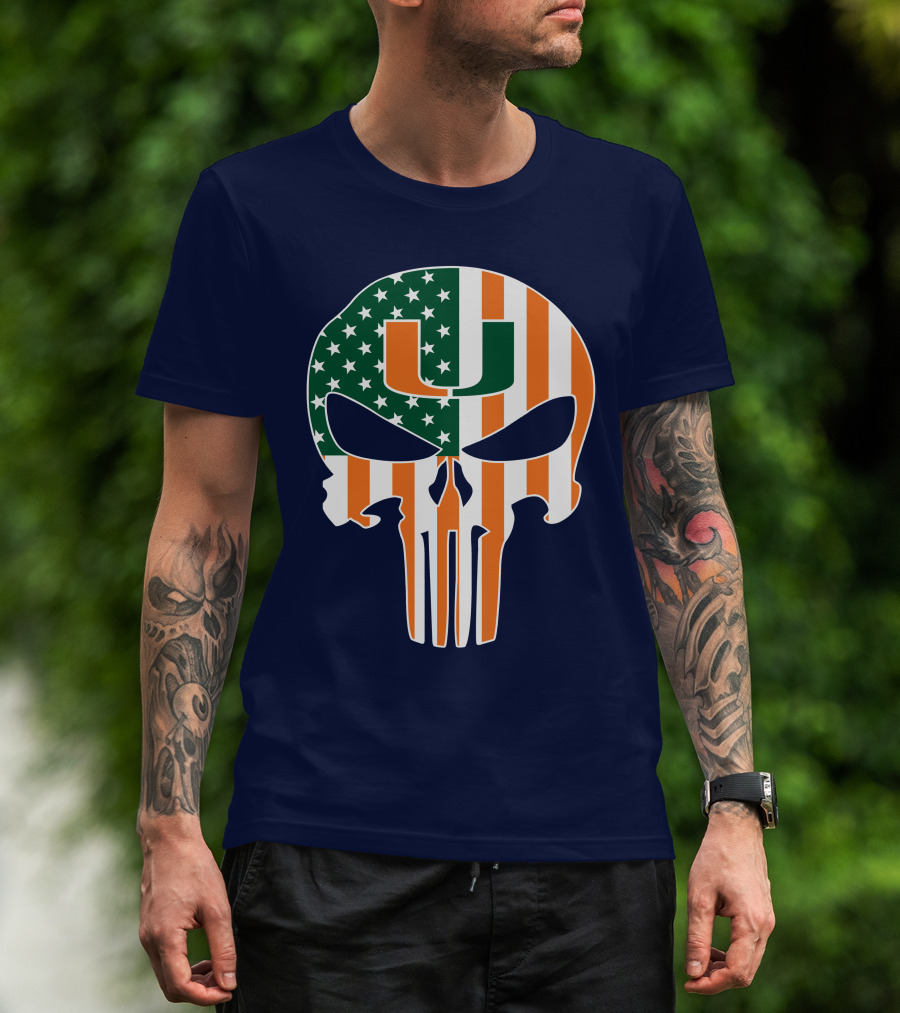 Miami Hurricanes American Flag U The Punisher T-Shirt