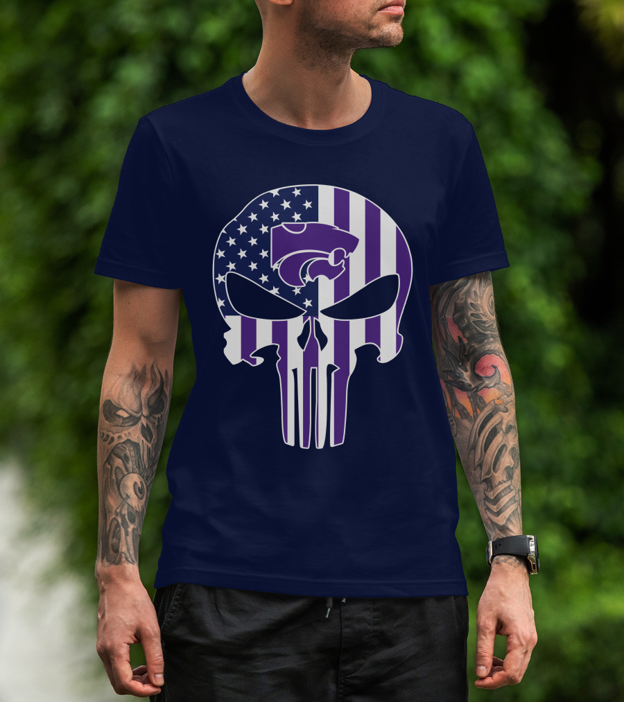Kansas State Wildcats American Flag Punisher T-Shirt