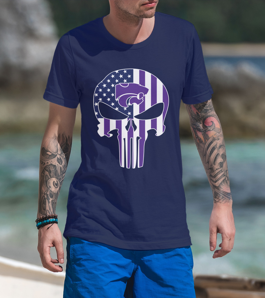 Kansas State Wildcats American Flag Punisher T-Shirt