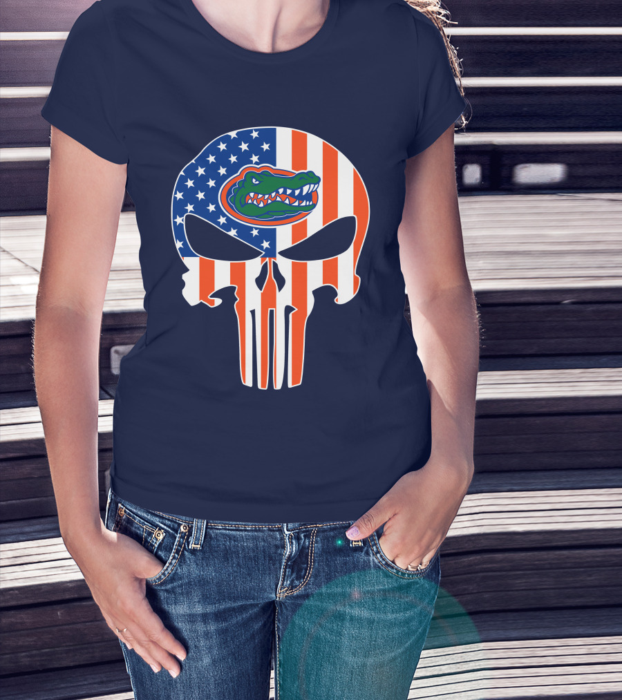 Florida Gators The Punisher American Flag Skull T-Shirt