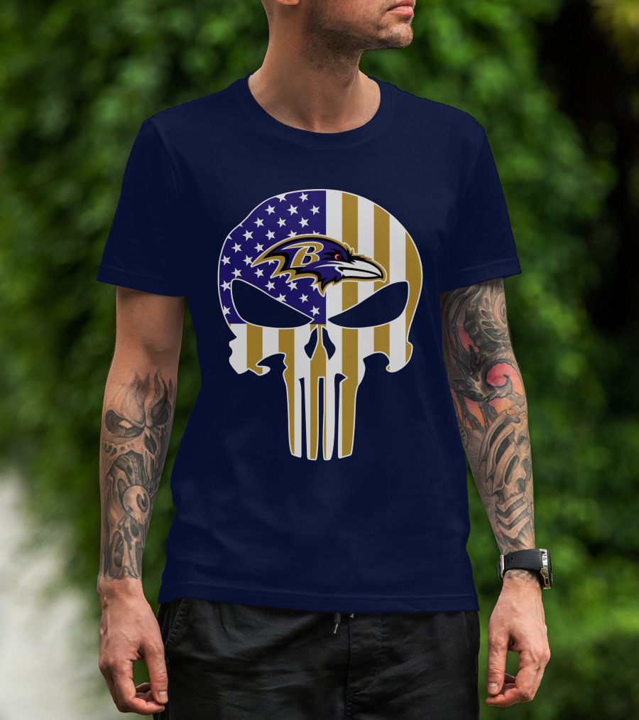 Baltimore Ravens Punisher American Flag T-Shirt