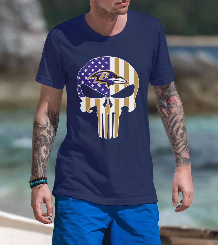 Baltimore Ravens Punisher American Flag T-Shirt