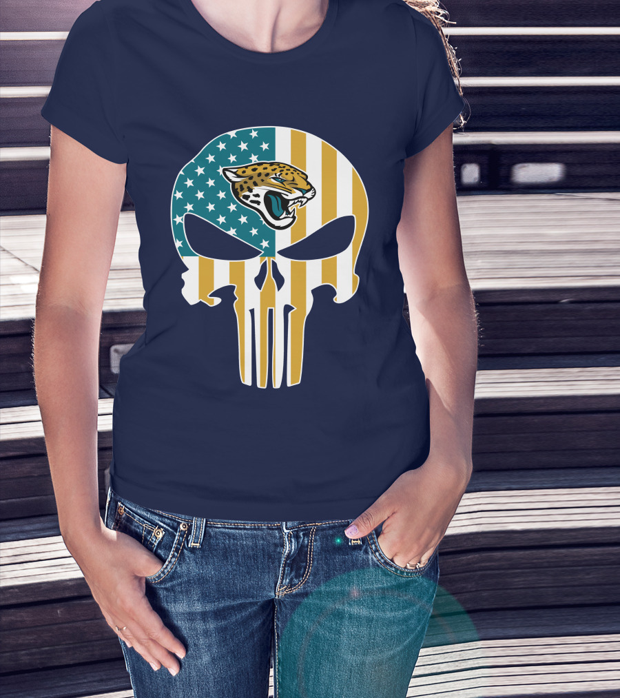 Jacksonville Jaguars The Punisher American Flag Logo 18 T-Shirt