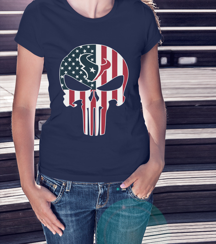 Houston Texans The Punisher American Flag T-Shirt