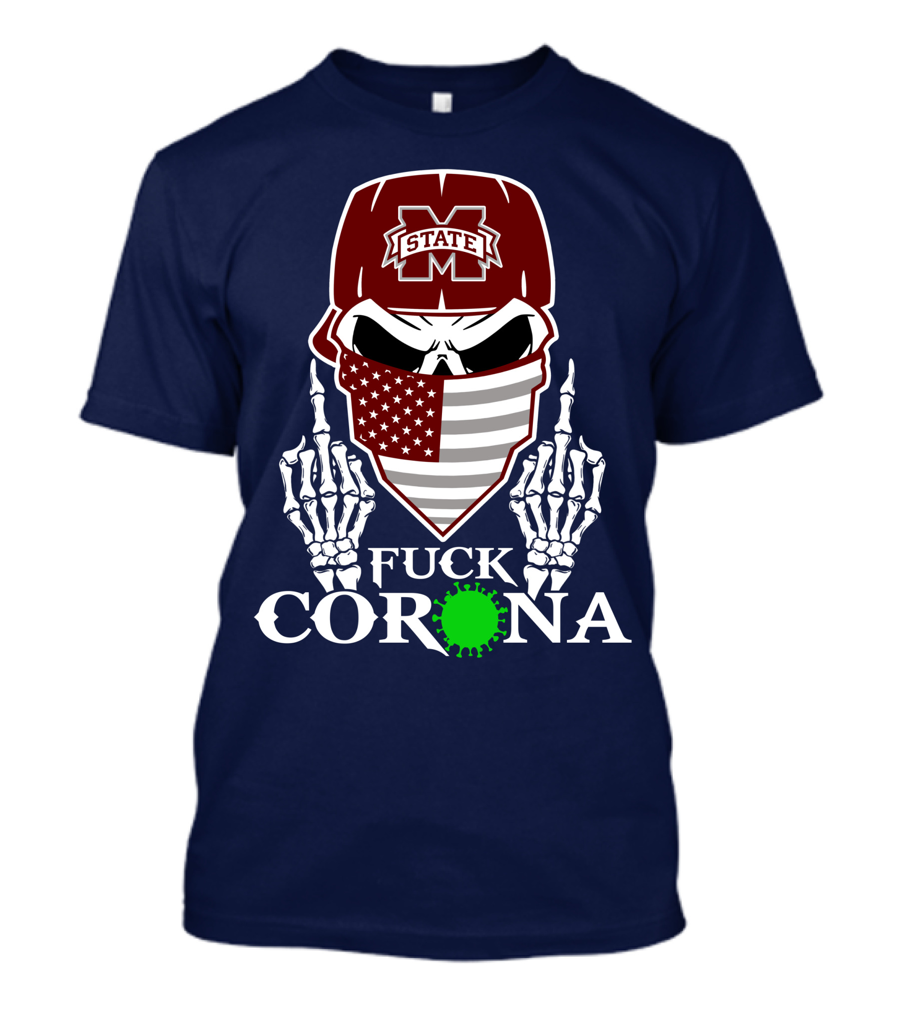 State Bulldogs Skull Mask American Flag Pandemic Statement T-Shirt