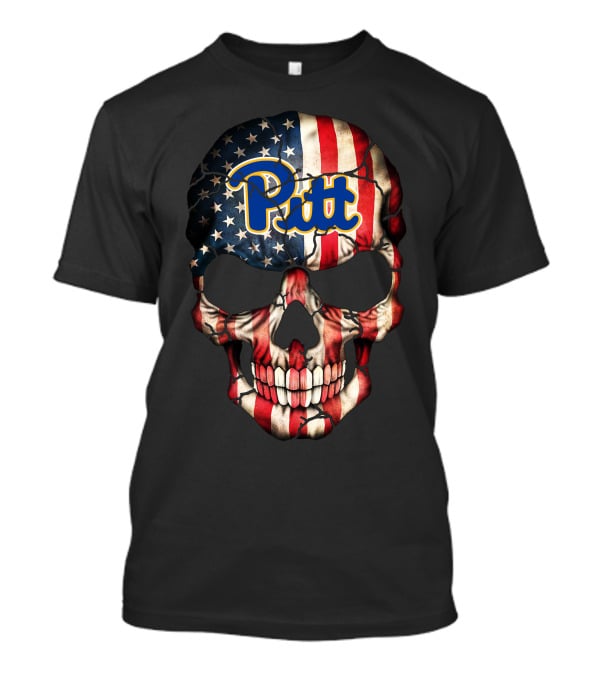 Pitt Panthers American Flag Skull T-Shirt