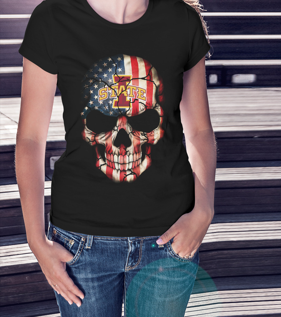 Iowa State Cyclones Skull American Flag T-Shirt