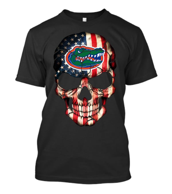 American Flag Skull With Florida Gators T-Shirt