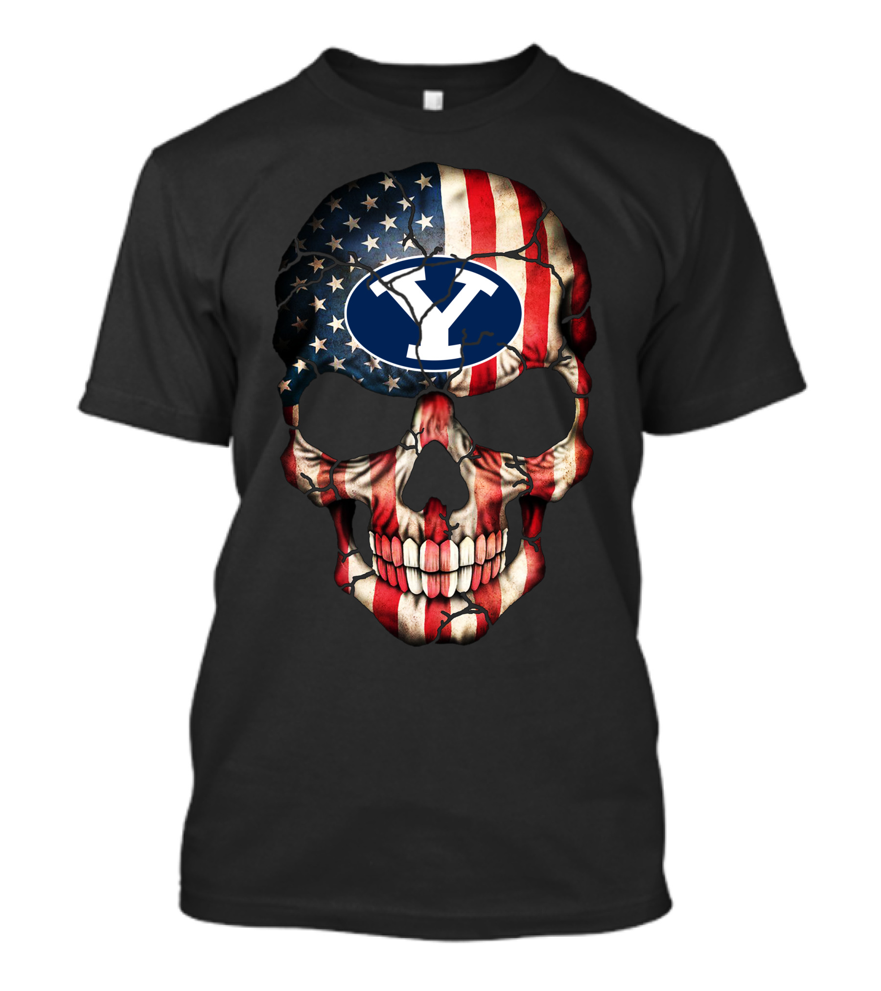 Byu Cougars Skull American Flag T-Shirt