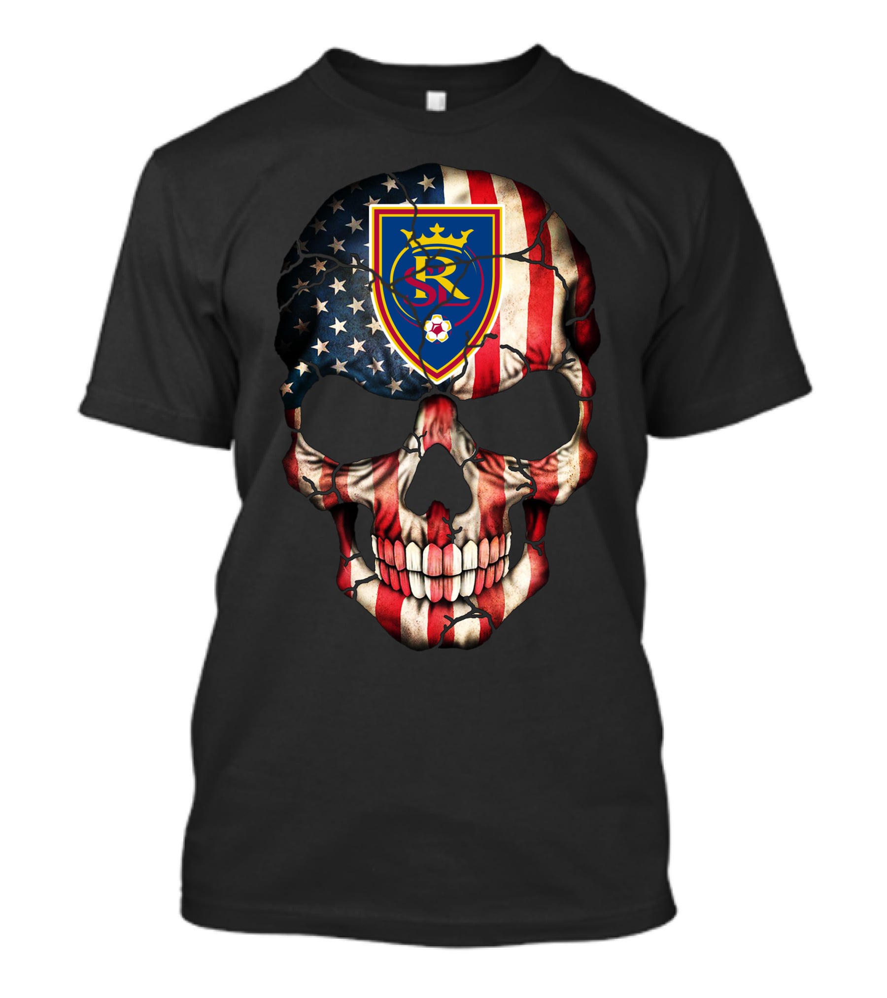 Real Salt Lake American Flag Skull T-Shirt