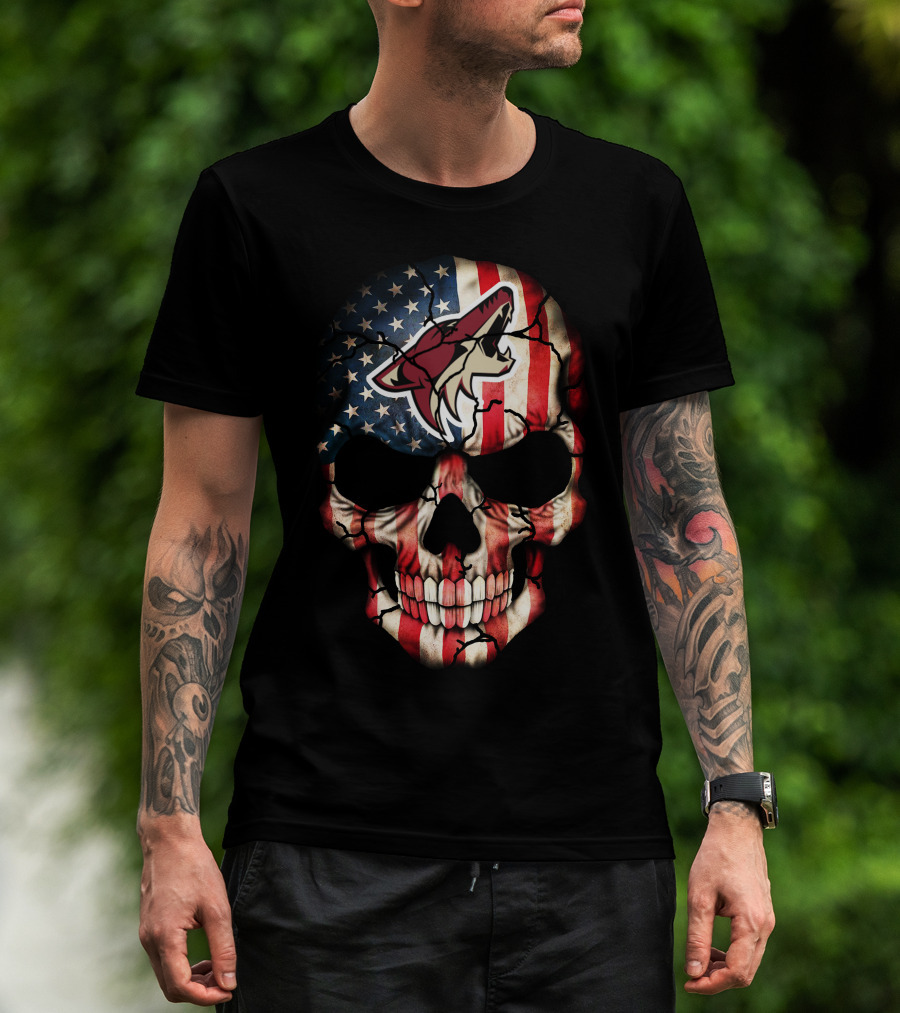 Arizona Coyotes American Flag Skull T-Shirt