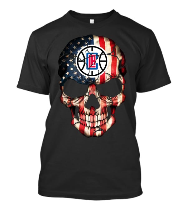 American Flag Skull La Clippers Basketball Logo 187 T-Shirt