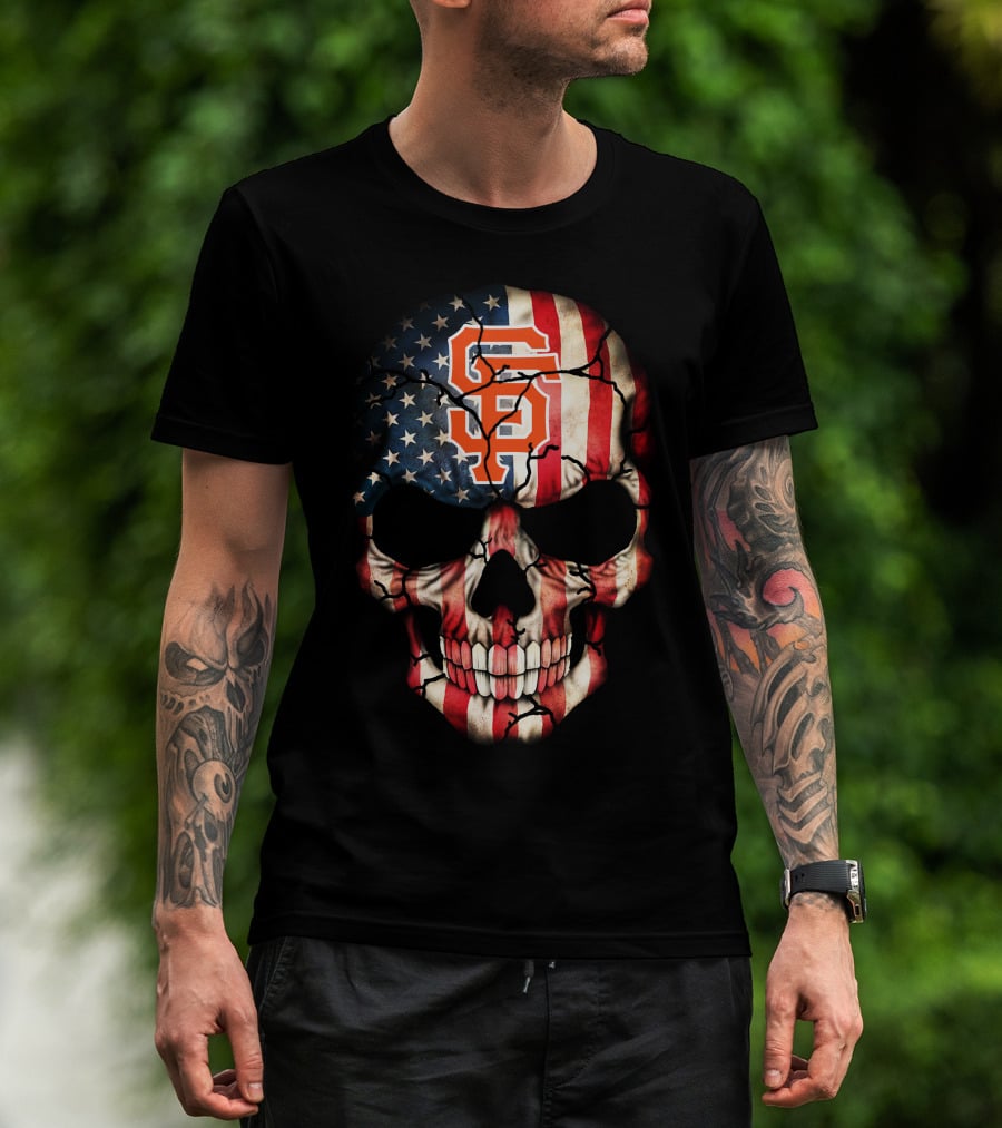 San Francisco Giants American Flag Skull T-Shirt