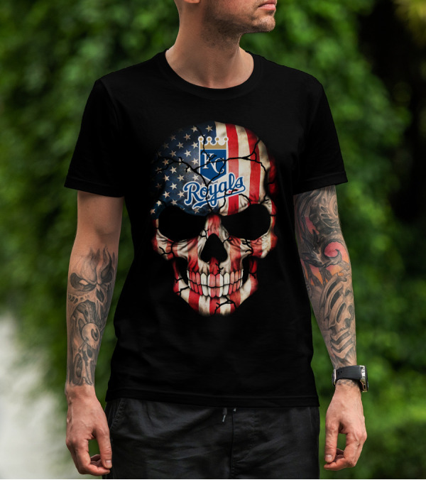 Kansas City Royals American Flag Skull T-Shirt