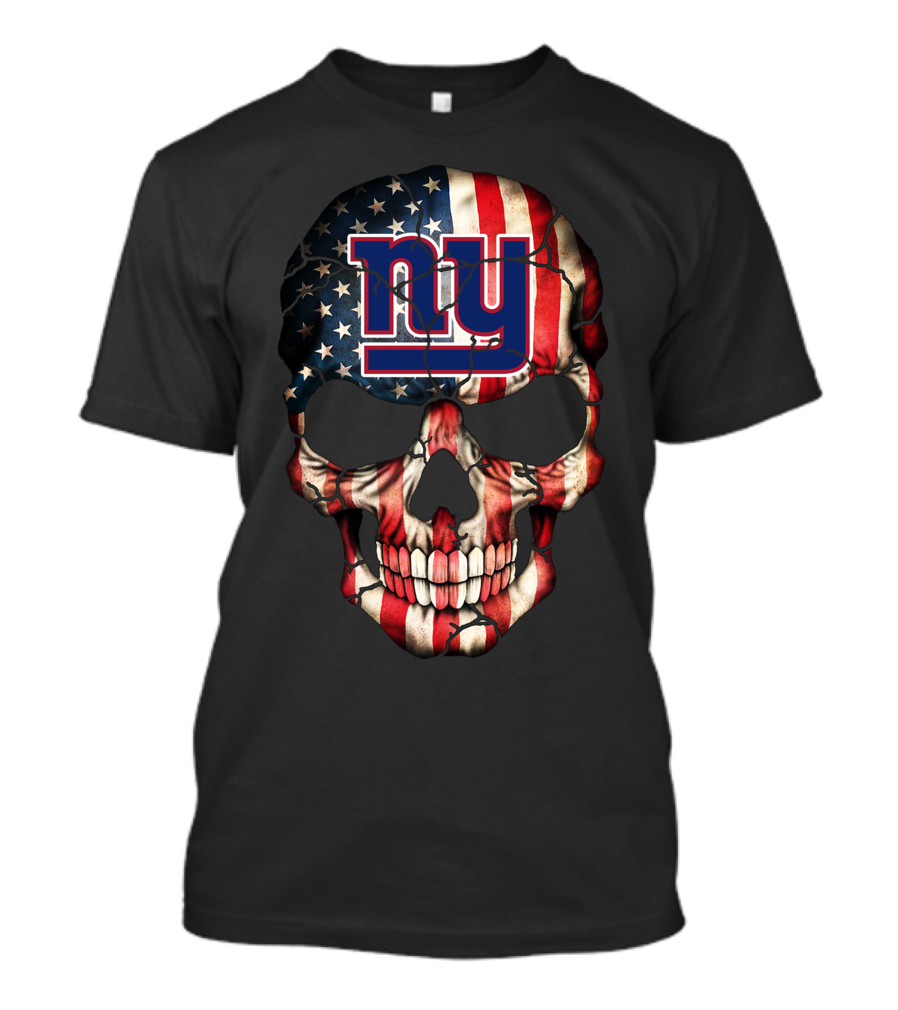 New York Giants American Flag Skull 250 T-Shirt