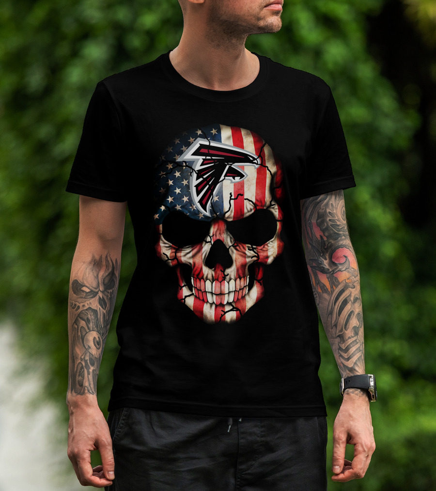Atlanta Falcons Skull American Flag T-Shirt