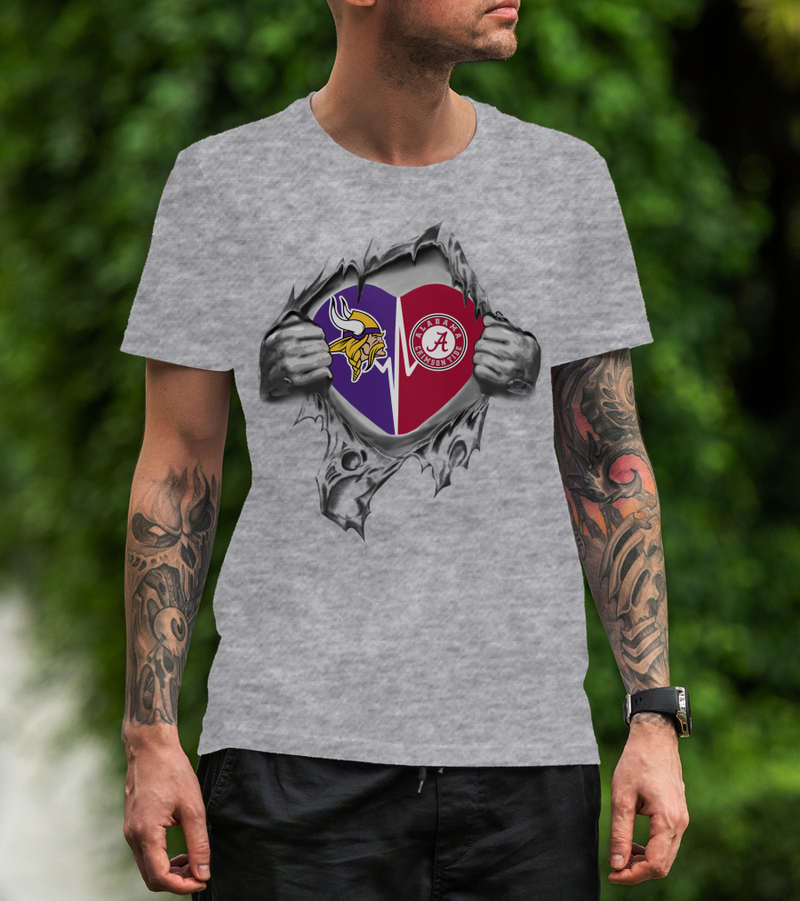Vikings Alabama Crimson Tide Heart Loyalty T-Shirt