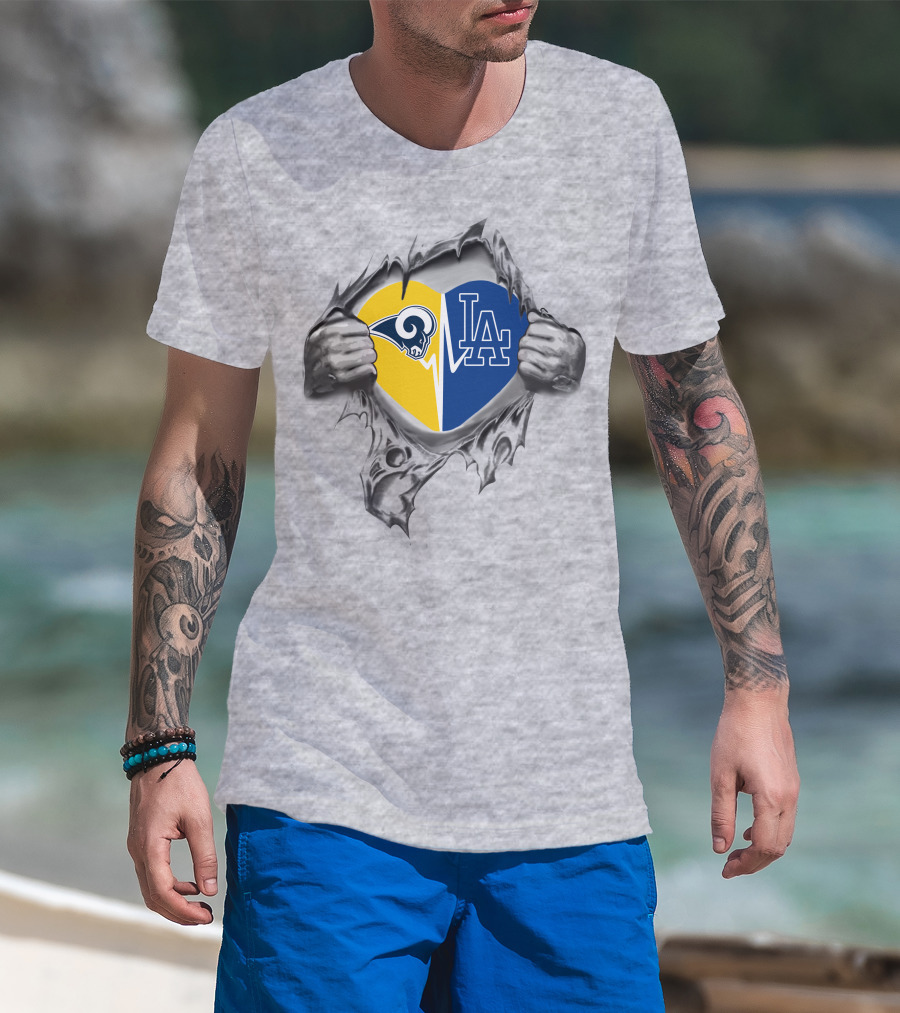 Dodgers Rams Heart Torn Open T-Shirt