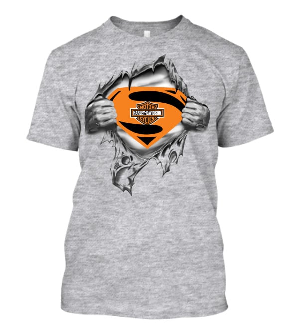 Superman Harley Davidson Logo Ripped Chest T-Shirt