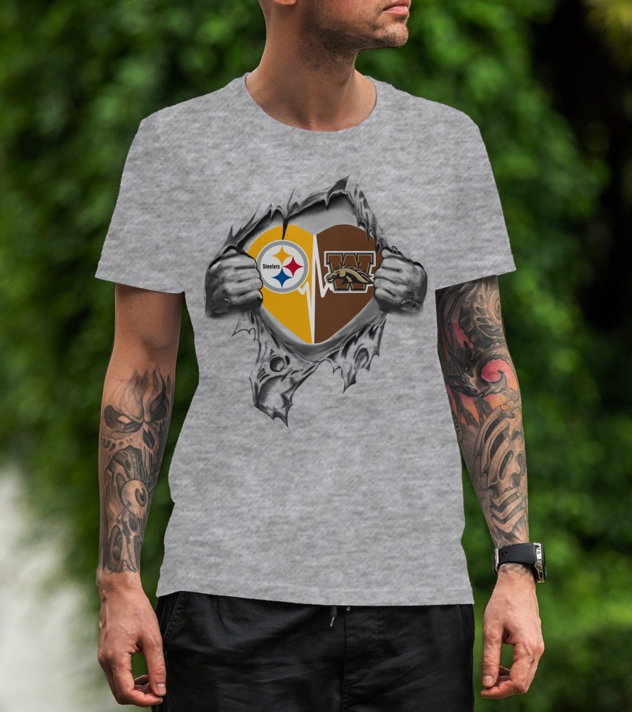 Steelers Western Michigan Broncos Heart Loyalty Fan T-Shirt