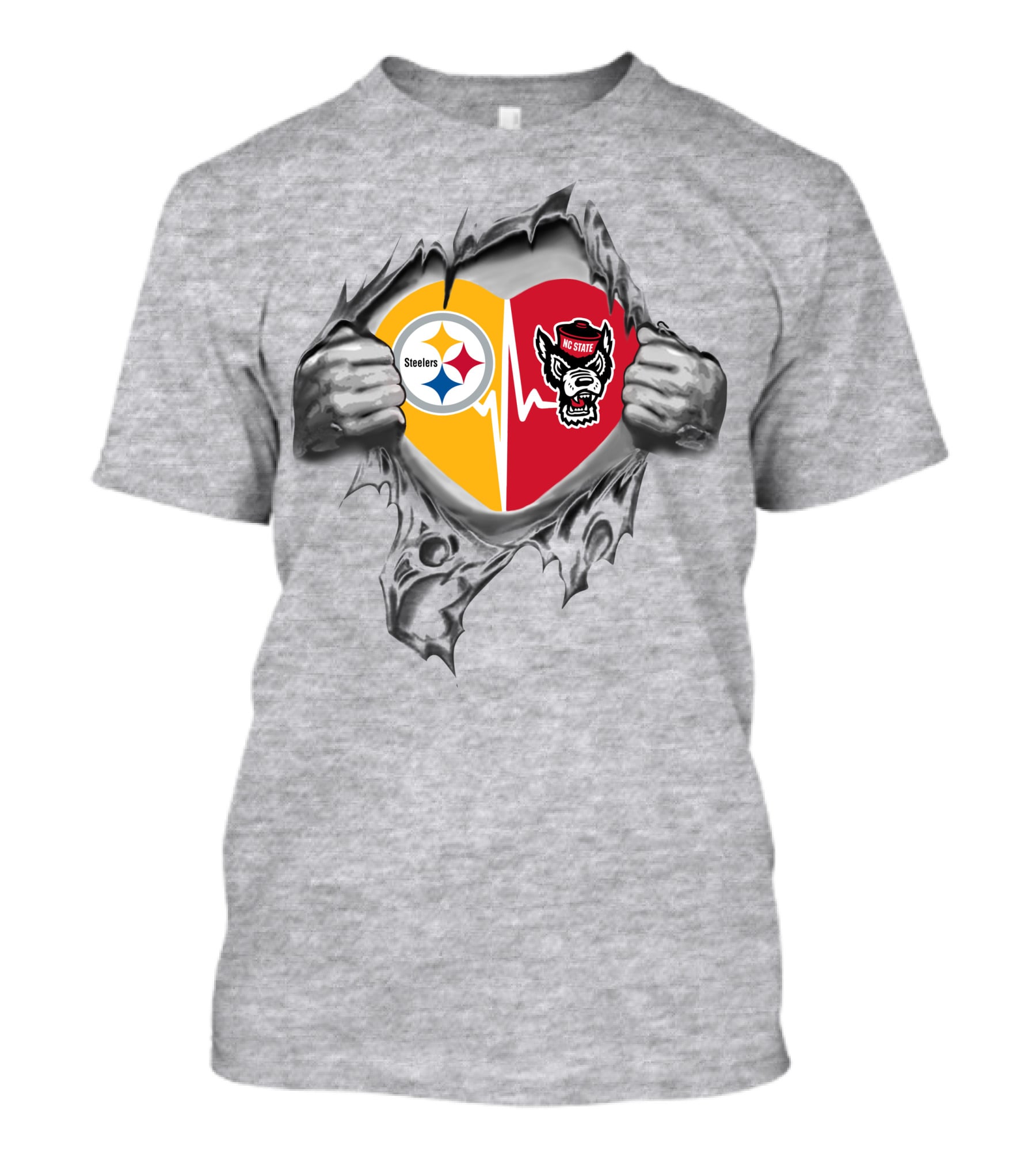 Steelers Nc State Wolfpack Heart Torn T-Shirt