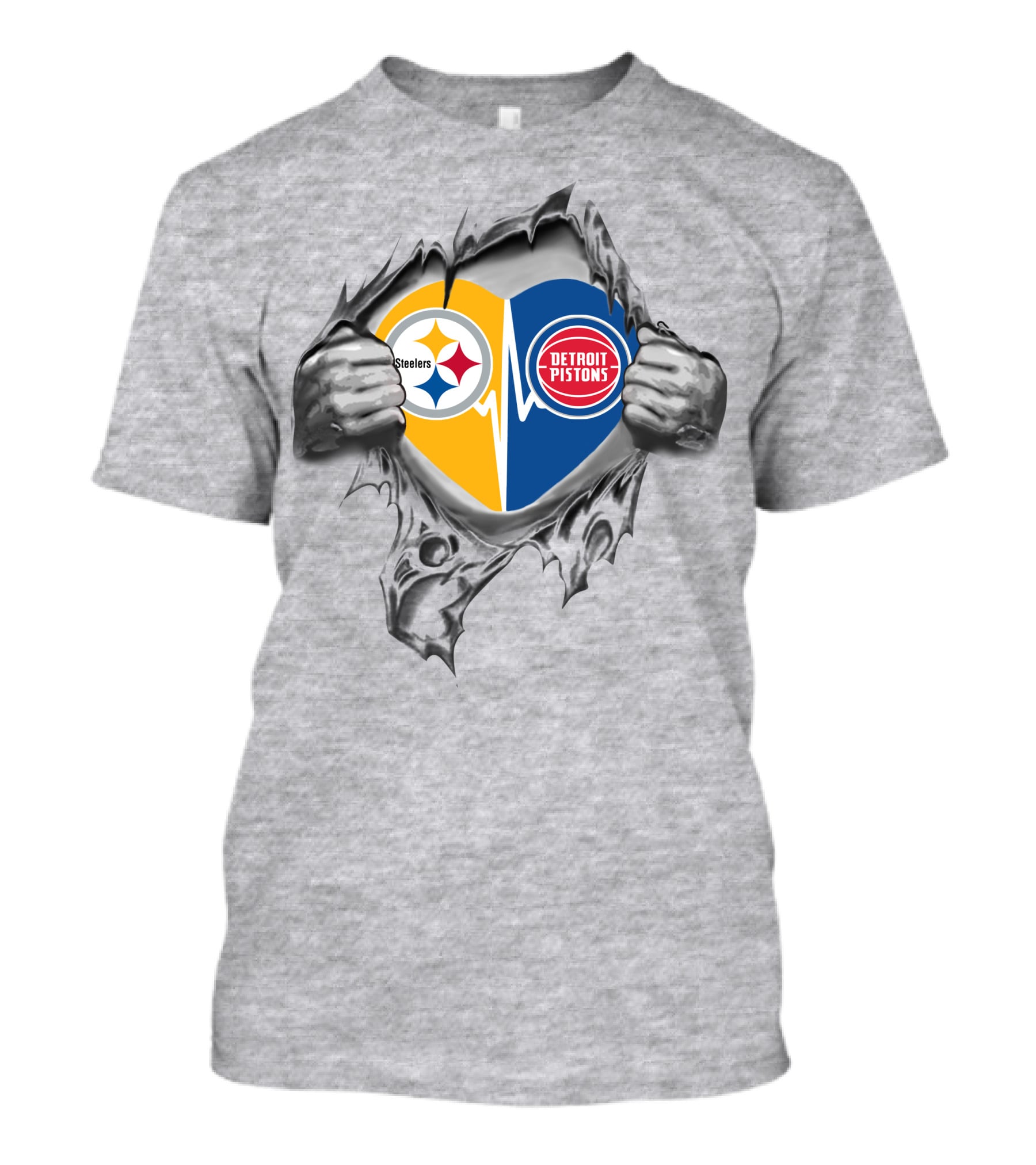 Steelers Detroit Pistons Heartbeat Loyalty T-Shirt