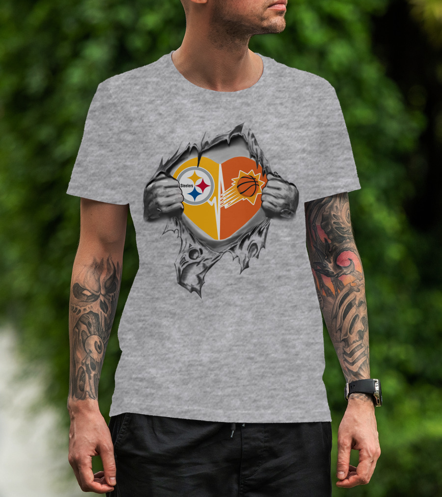 Steelers Phoenix Suns Heart Inside Rip T-Shirt