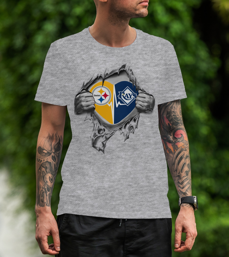 Steelers And Tampa Bay Rays Heartbeat Loyalty Fan T-Shirt
