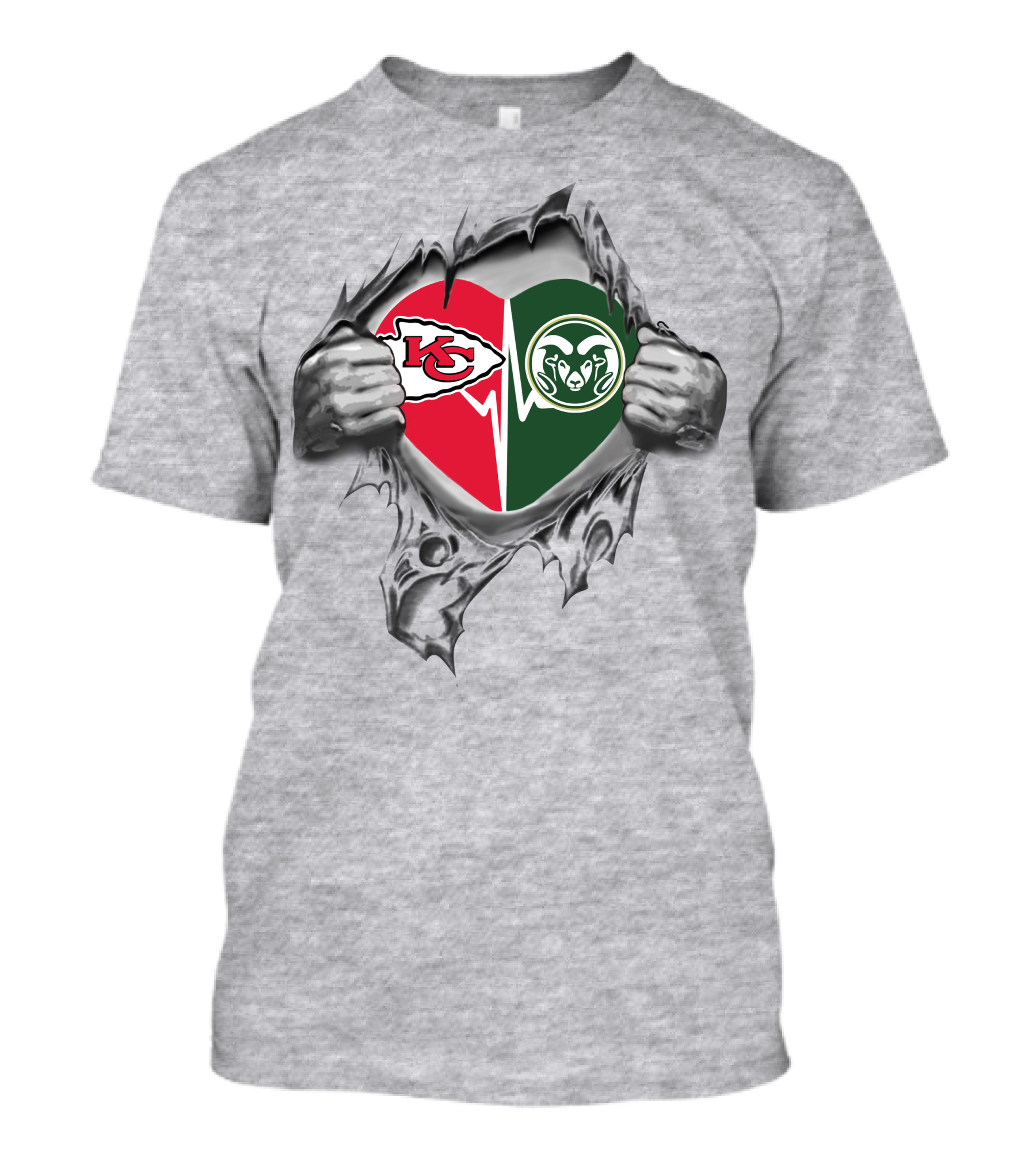 Chiefs Colorado State Rams Heart T-Shirt