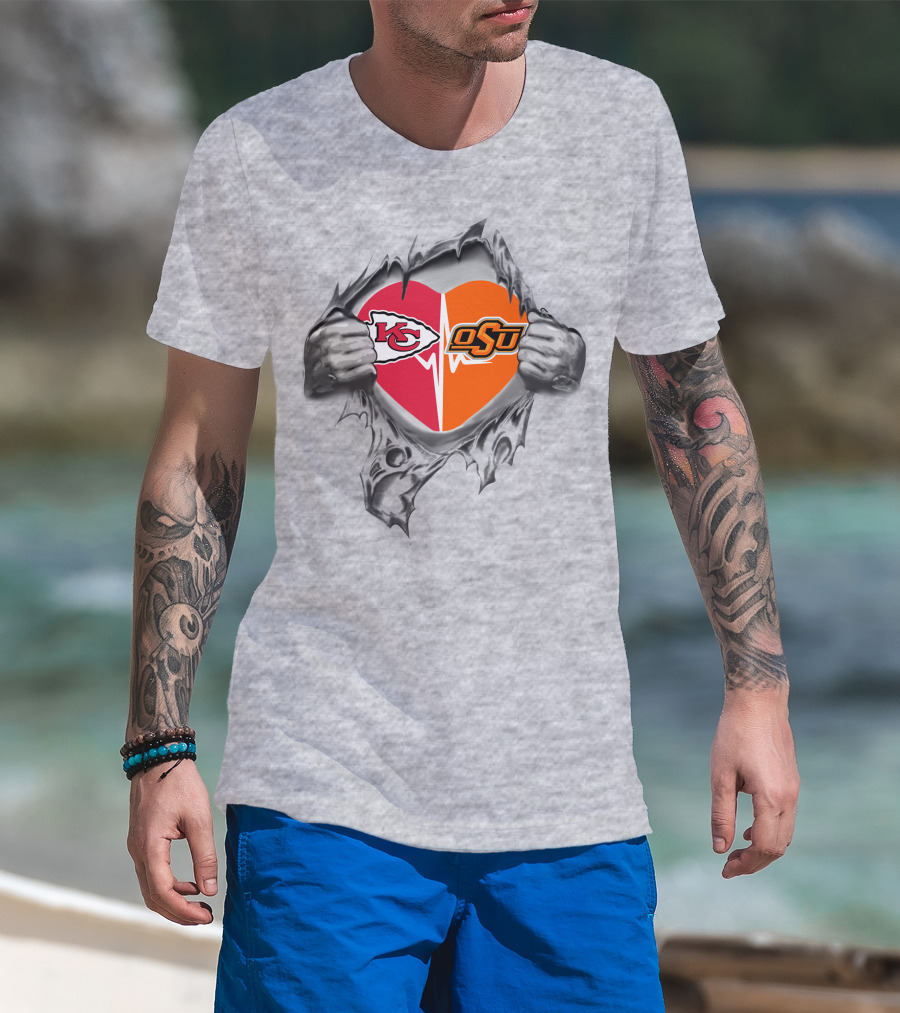 Chiefs Heartbeat Osu Cowboys Kansas City Loyalty T-Shirt