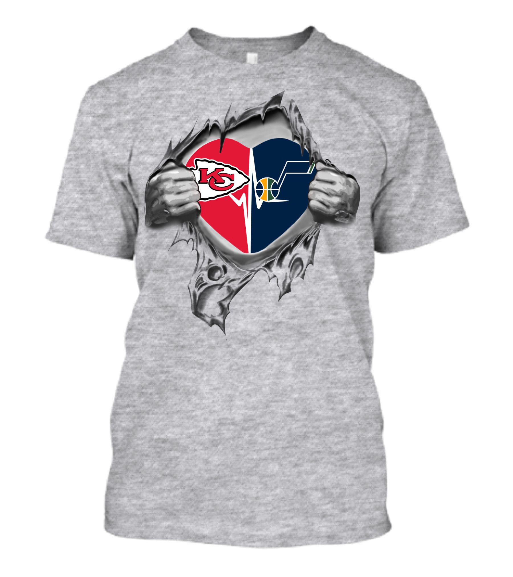Chiefs Utah Jazz Heart Torn Reveal T-Shirt