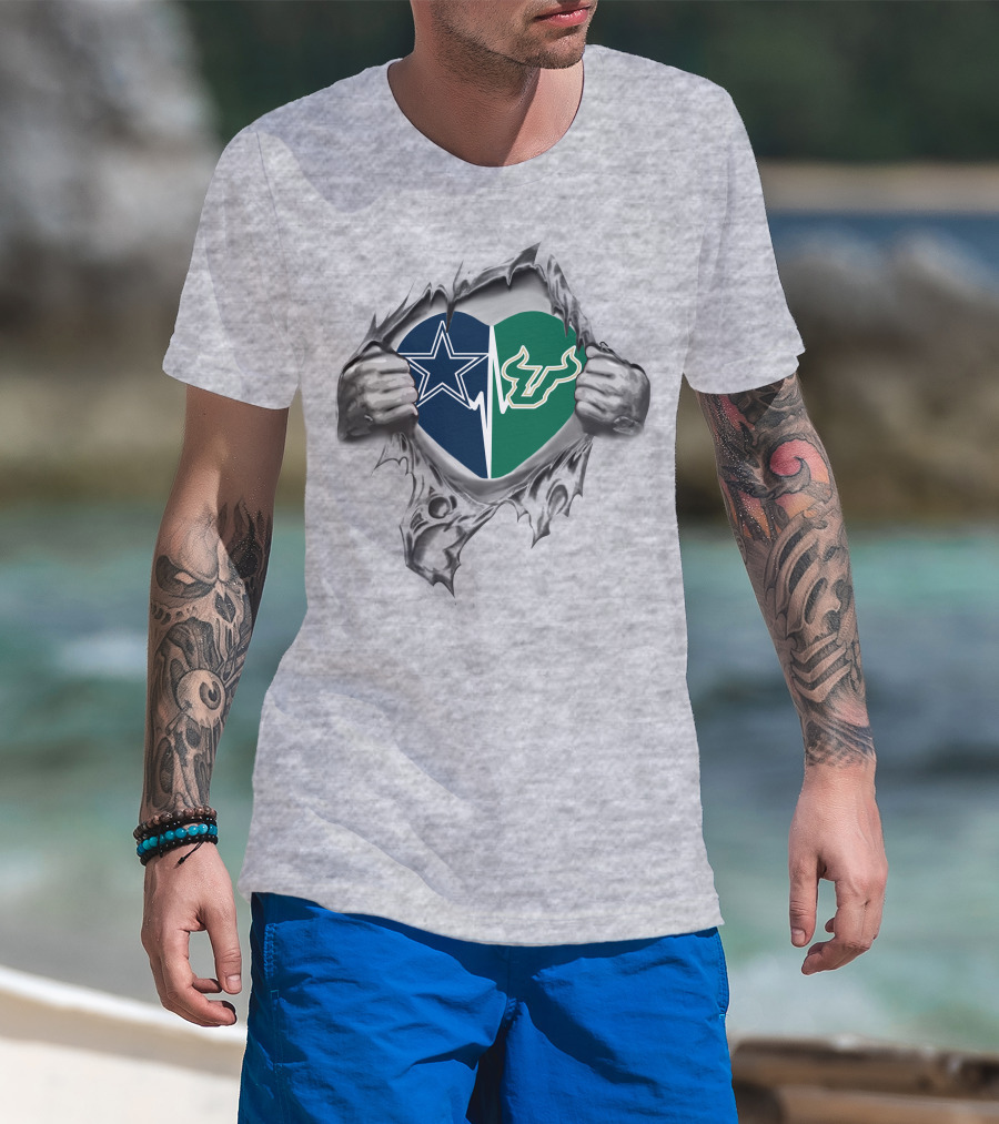 Cowboys South Florida Bulls Heart T-Shirt