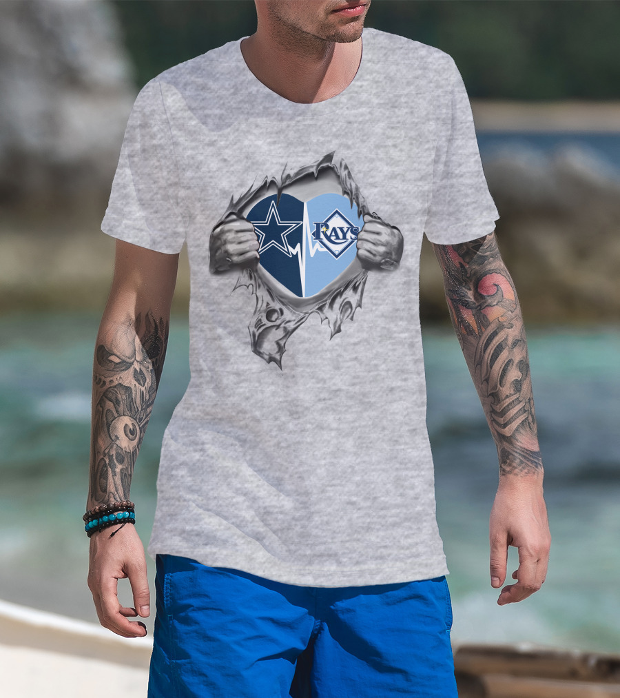 Cowboys Tampa Bay Rays Star Logo Heart T-Shirt
