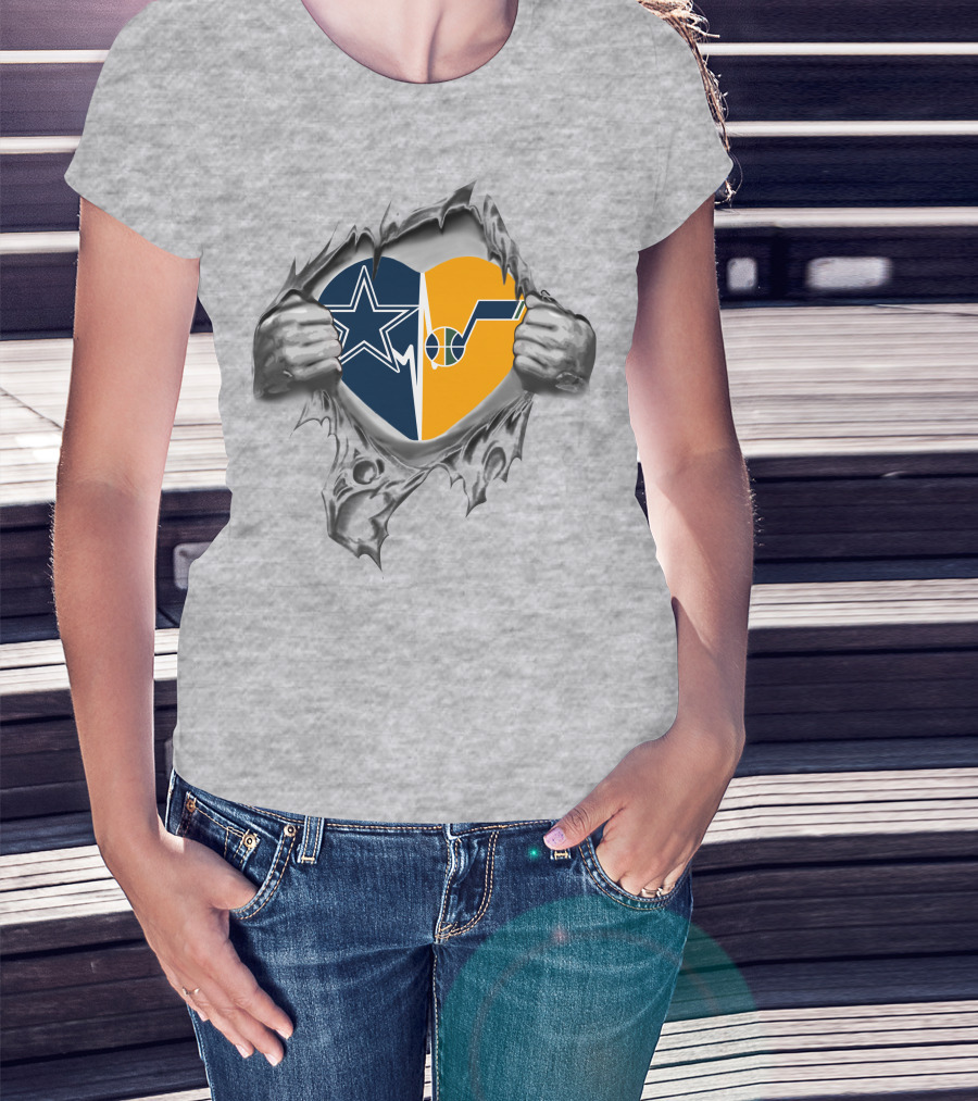 Cowboys Utah Jazz Heart Icon Artwork T-Shirt