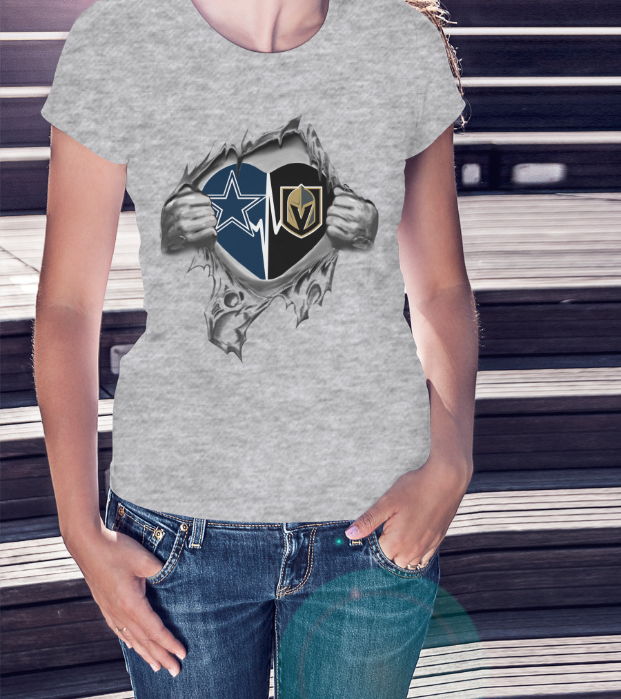Cowboys Vegas Golden Knights Heartbeat Fusion T-Shirt