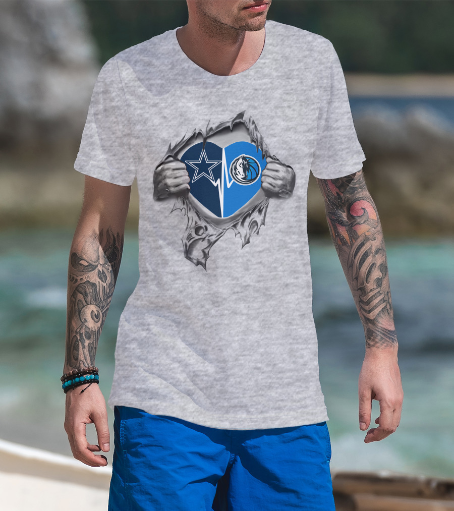 Cowboys Dallas Mavericks Heartbeat Fan Pride T-Shirt
