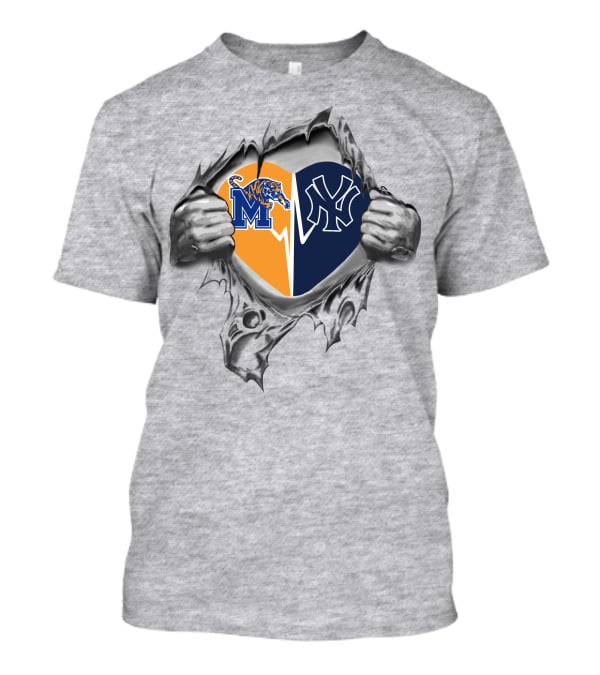 Yankees Memphis Tigers Heart In Torn T-Shirt