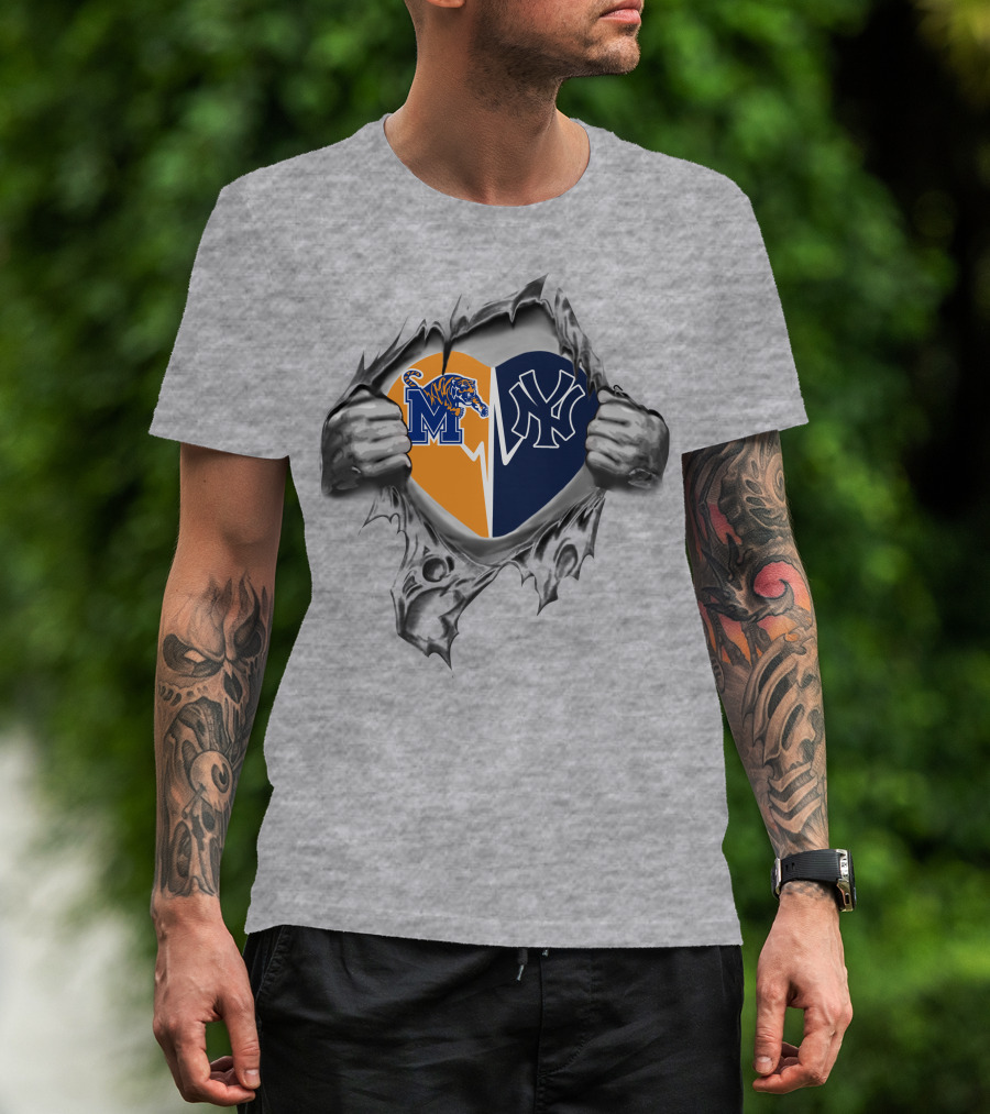 Yankees Memphis Tigers Heart In Torn T-Shirt