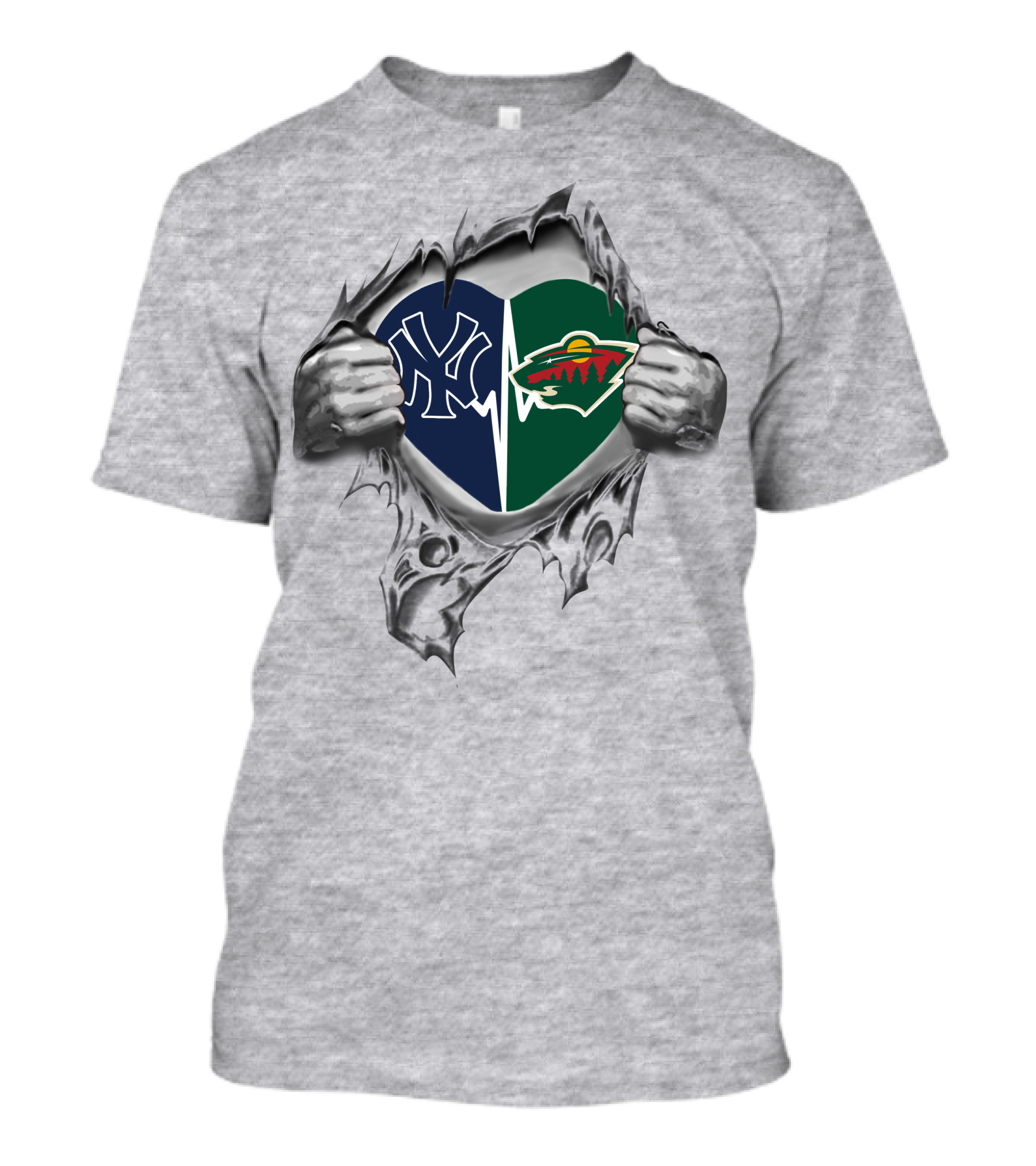Yankees Minnesota Wild Heart With Dual Team Logos T-Shirt