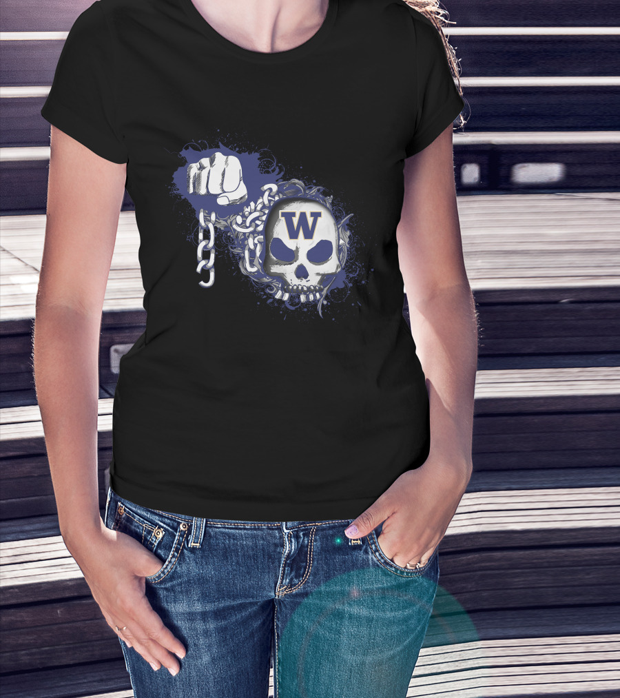 Washington Huskies Skull And Chain With Fist T-Shirt