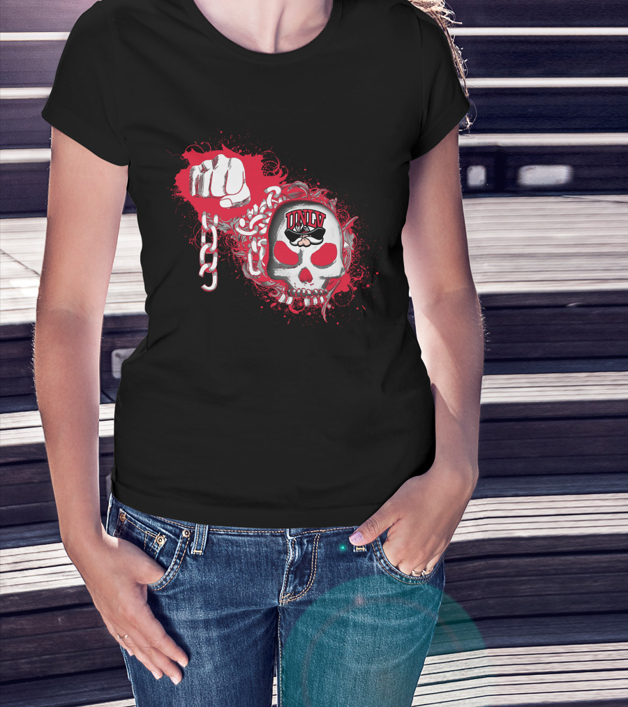 Unlv Rebels Skull And Chains With Fist T-Shirt