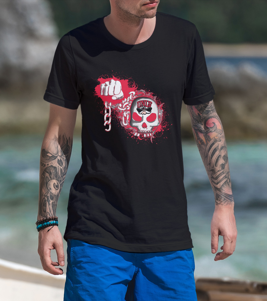 Unlv Rebels Skull And Chains With Fist T-Shirt