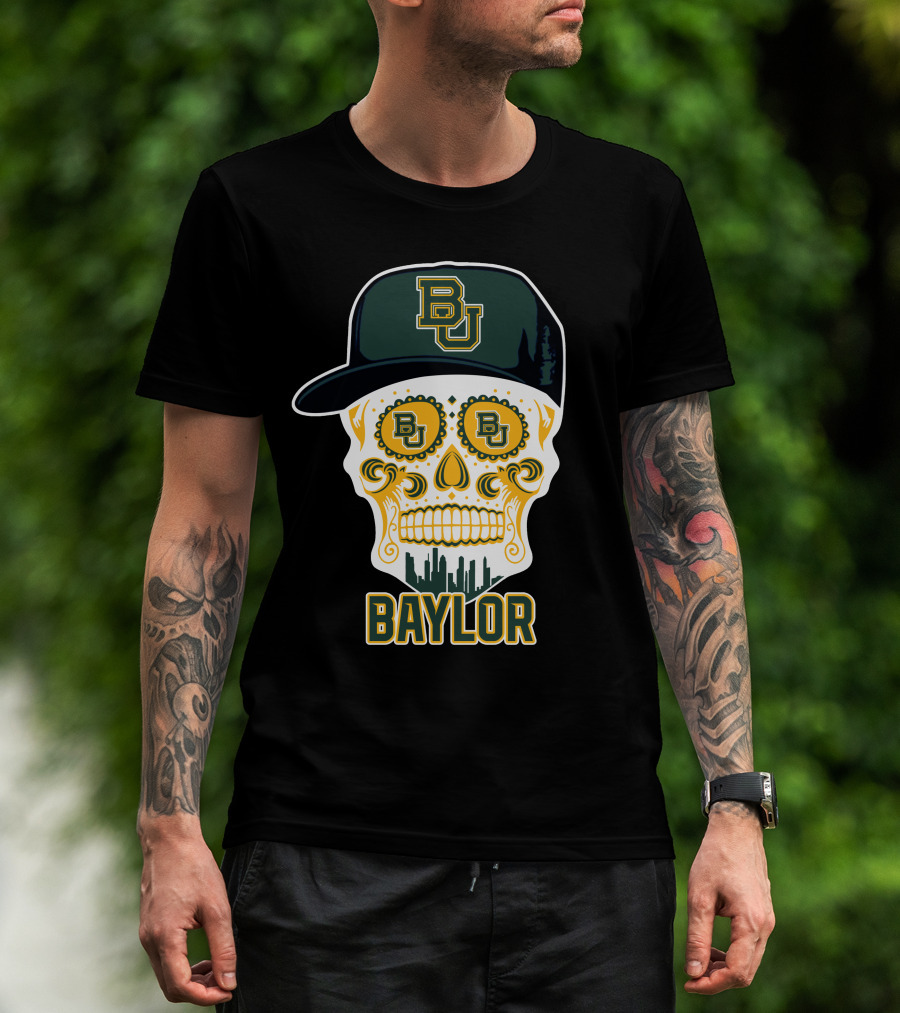 Baylor Bears Skull Bu Hat Retro T-Shirt
