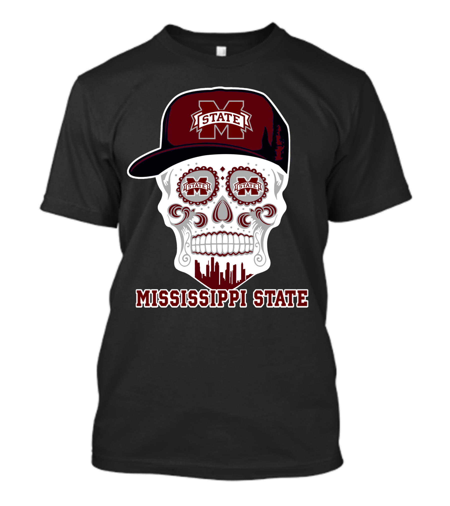 Mississippi State Bulldogs Skull With Hat 93 T-Shirt