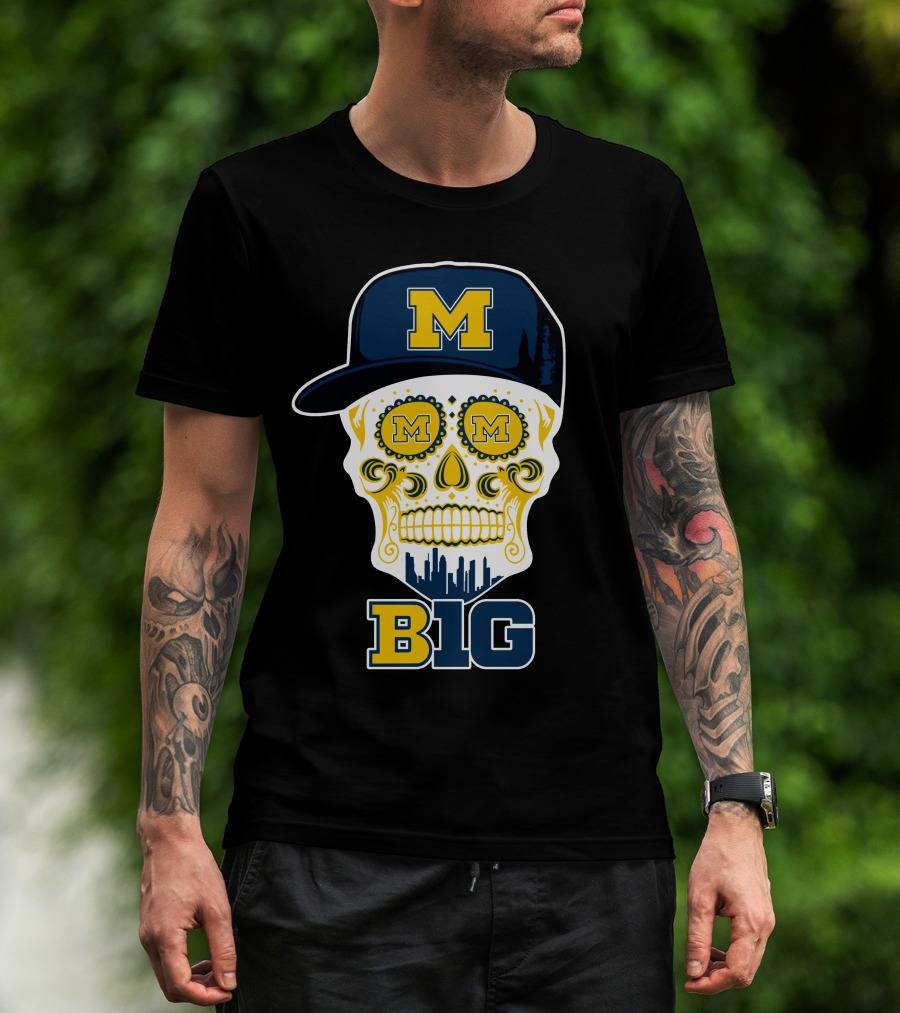 Michigan Wolverines Big Ten Skull Cap T-Shirt