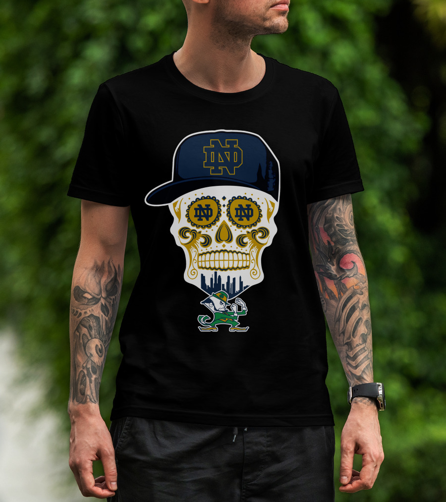 Notre Dame Fighting Irish Skull Nd Hat Iconic Symbol T-Shirt