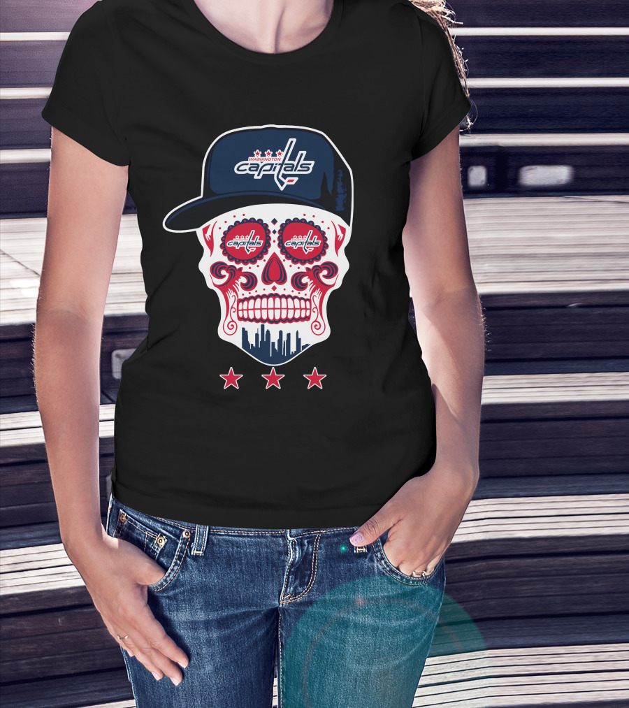 Washington Capitals Skull Design Playful Hockey Team T-Shirt