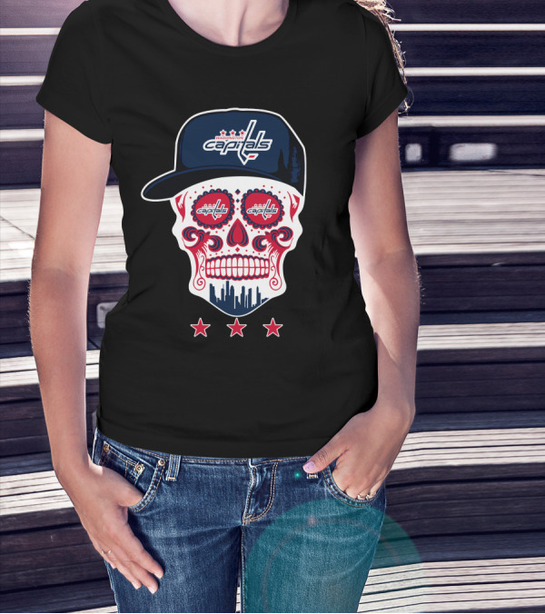 Washington Capitals Skull Design Playful Hockey Team T-Shirt